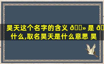昊天这个名字的含义 🌻 是 🌺 什么,取名昊天是什么意思 昊天这名字吉不吉利